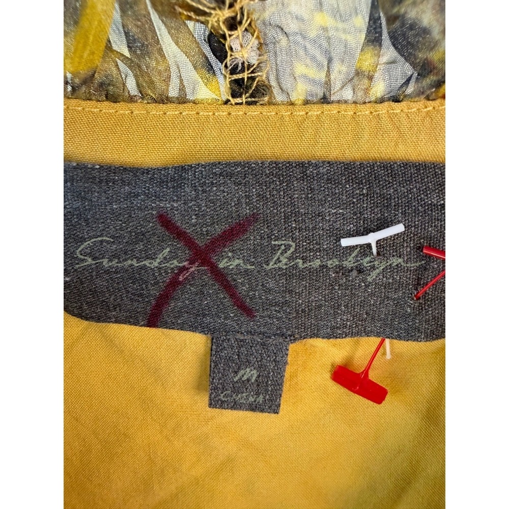 Sunday in Brooklyn Anthropologie Yellow Floral Ruffle Cami Tank Top Medium - Picture 4 of 8